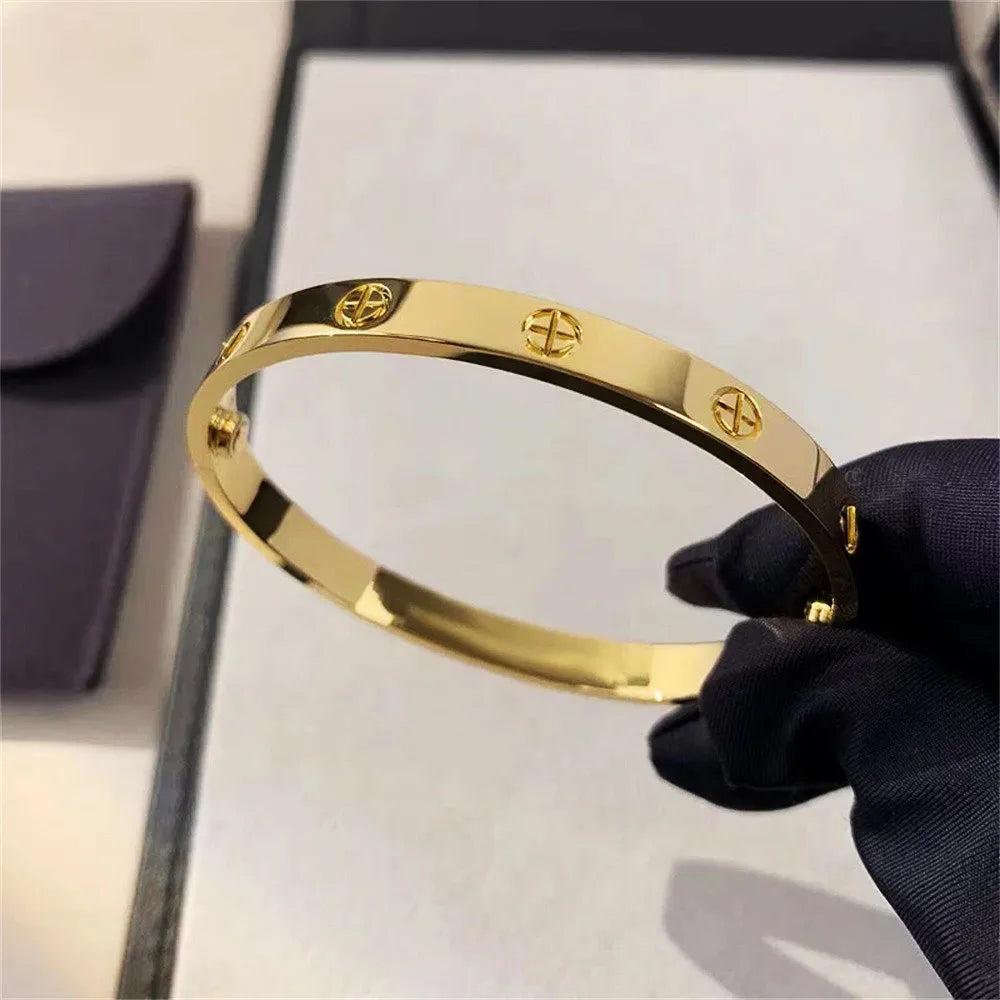 New Design Women Men Couple Jewelry 18K Rose Gold Bracelet Titanium Stainless Steel Gold Plated Cross Bracelets Bangles