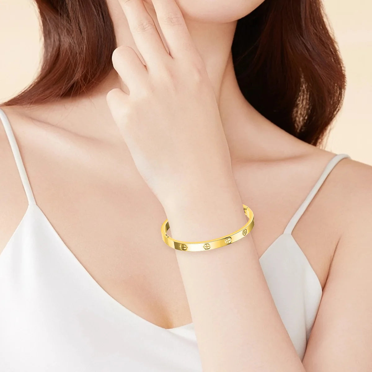 New Design Women Men Couple Jewelry 18K Rose Gold Bracelet Titanium Stainless Steel Gold Plated Cross Bracelets Bangles