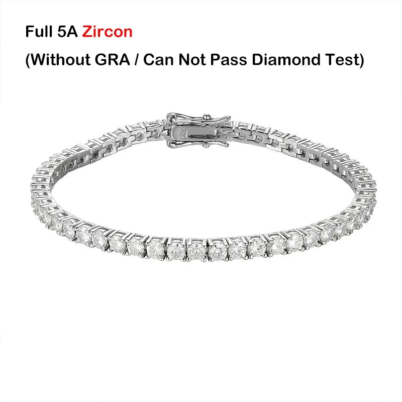 EWYA 925 Sterling Silver Moissanite Bracelet 0.1ct 3mm D VVS1 Diamond with GRA for Women Sparkling Wedding Party Fine Jewelry