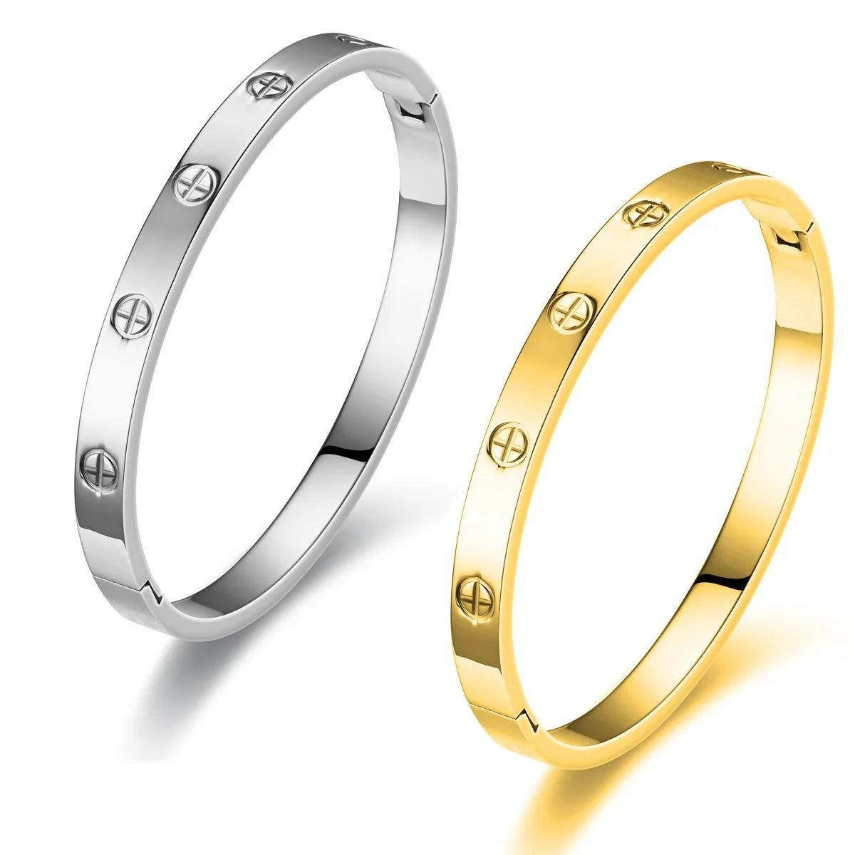 New Design Women Men Couple Jewelry 18K Rose Gold Bracelet Titanium Stainless Steel Gold Plated Cross Bracelets Bangles