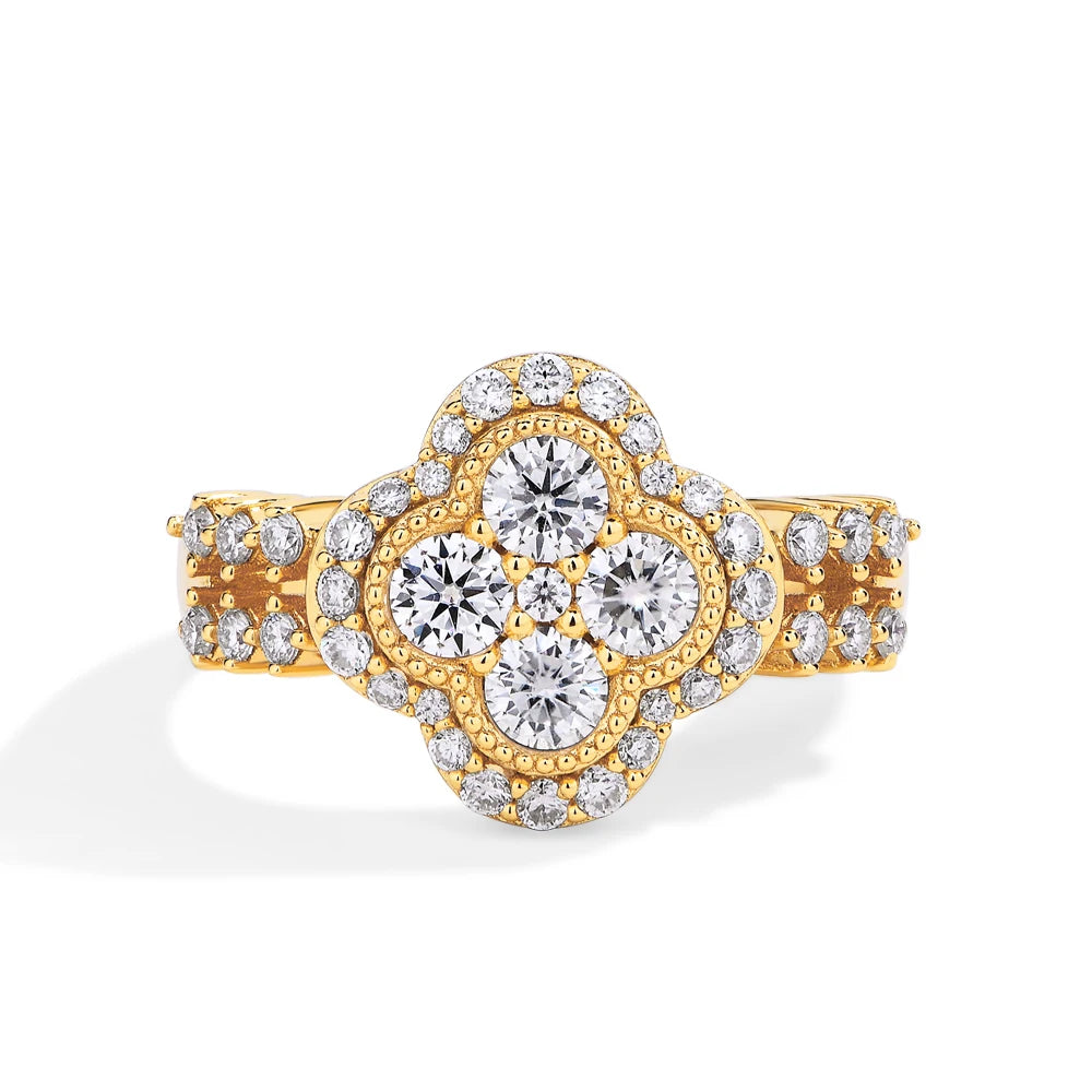 Moissanite 18k White Gold Plated Diamond Ring For Women S925 Sterling Silver