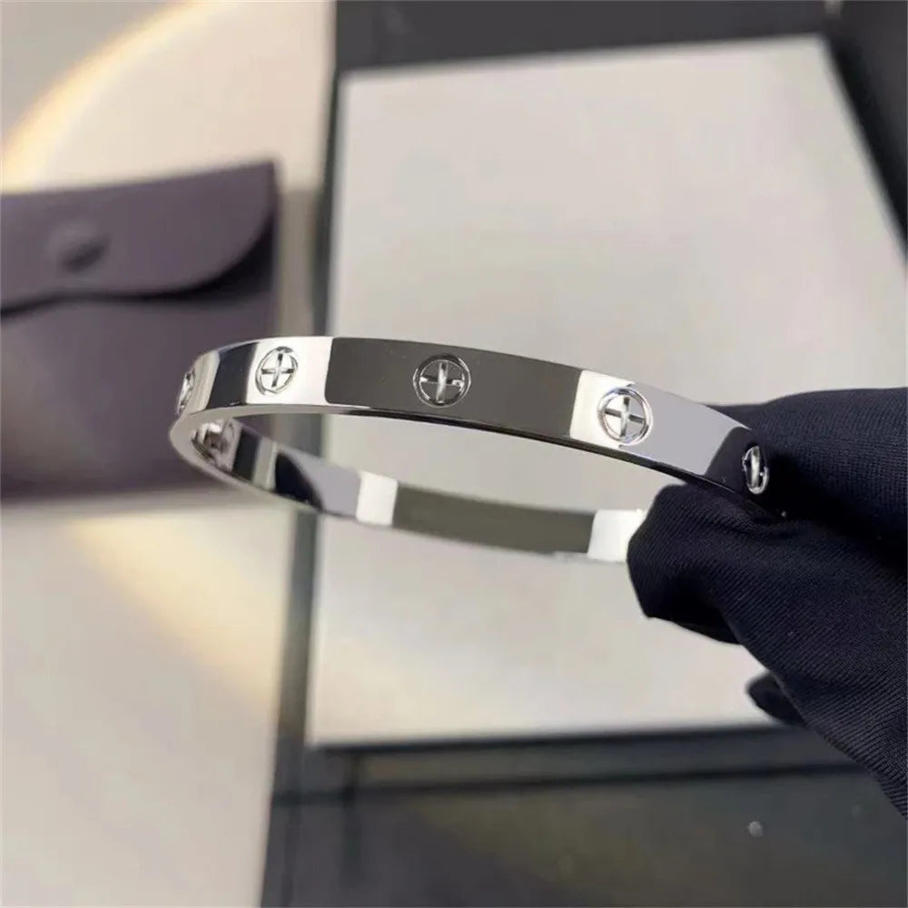 New Design Women Men Couple Jewelry 18K Rose Gold Bracelet Titanium Stainless Steel Gold Plated Cross Bracelets Bangles