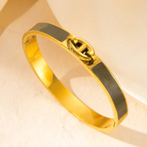 1PCS H-shaped Pig Nose Bracelet Stainless Steel Fashionable And Versatile Enamel Drip Rubber Bracelet Women's Jewelry