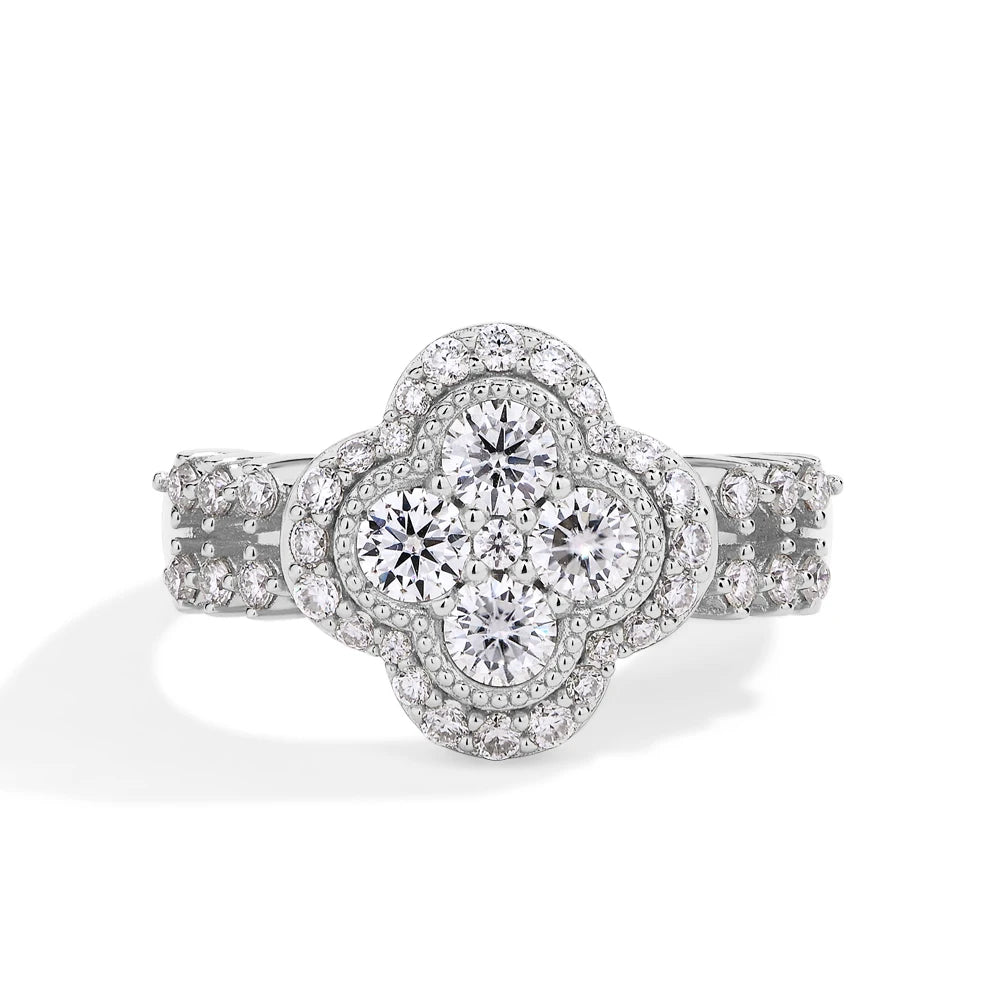 Moissanite 18k White Gold Plated Diamond Ring For Women S925 Sterling Silver