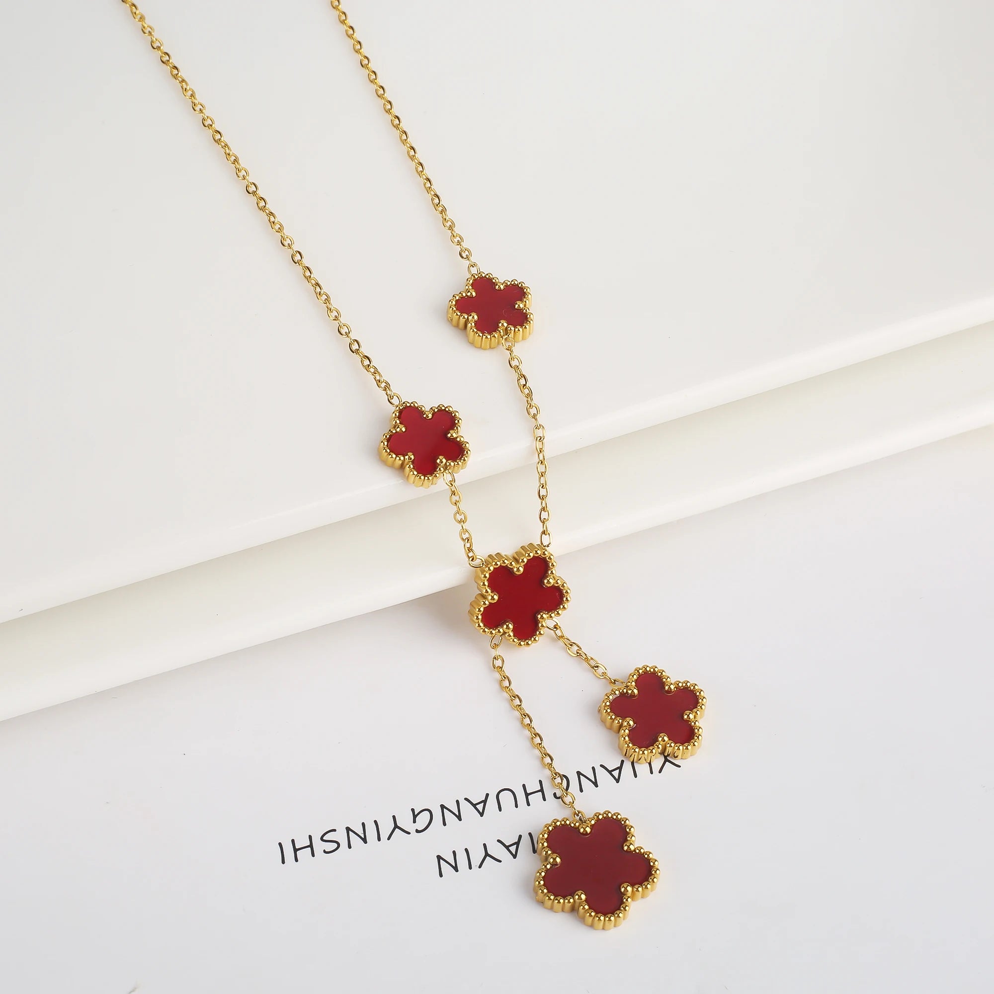 Hot Sale Stainless Steel Laser Five Leaf Flower Petal Adjustable Clover Bracelet Classic for Woman Girl Brand Jewelry Party Gift