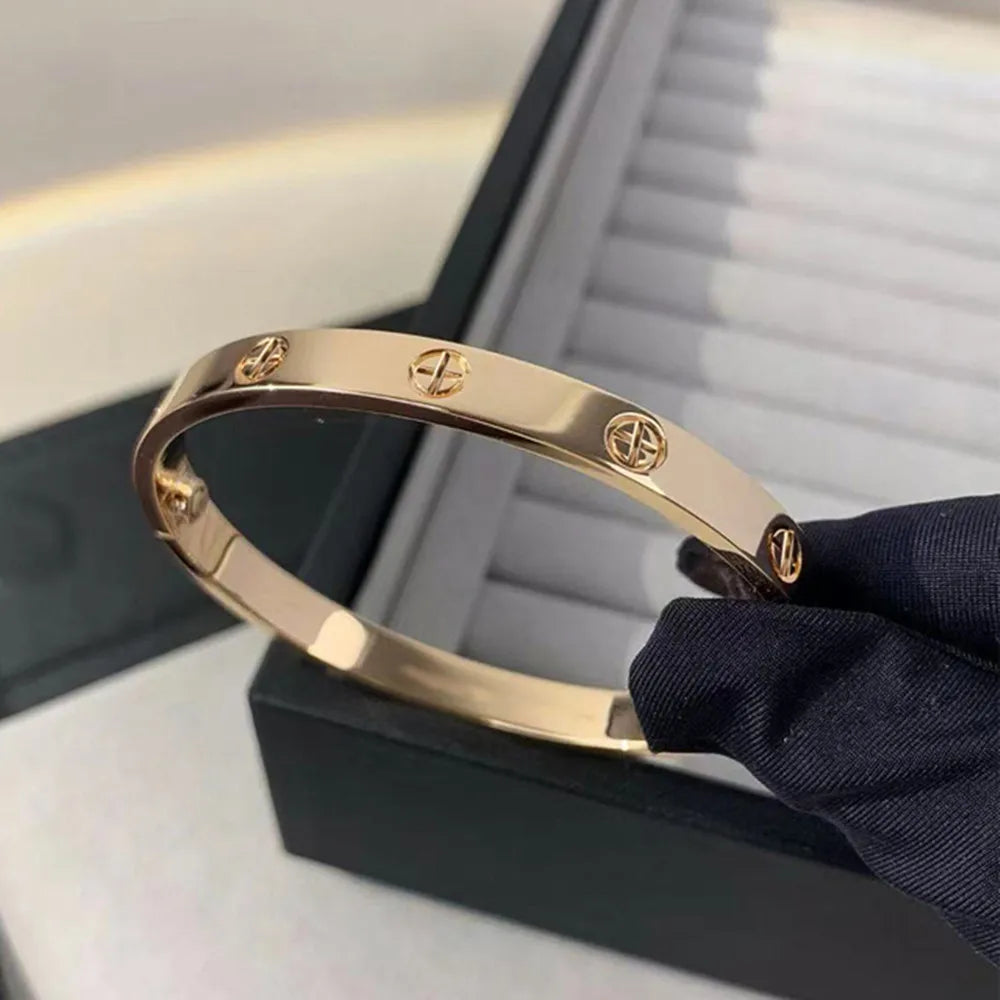 New Design Women Men Couple Jewelry 18K Rose Gold Bracelet Titanium Stainless Steel Gold Plated Cross Bracelets Bangles